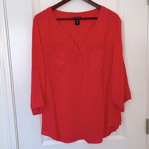 Torrid Half Button Coral Blouse